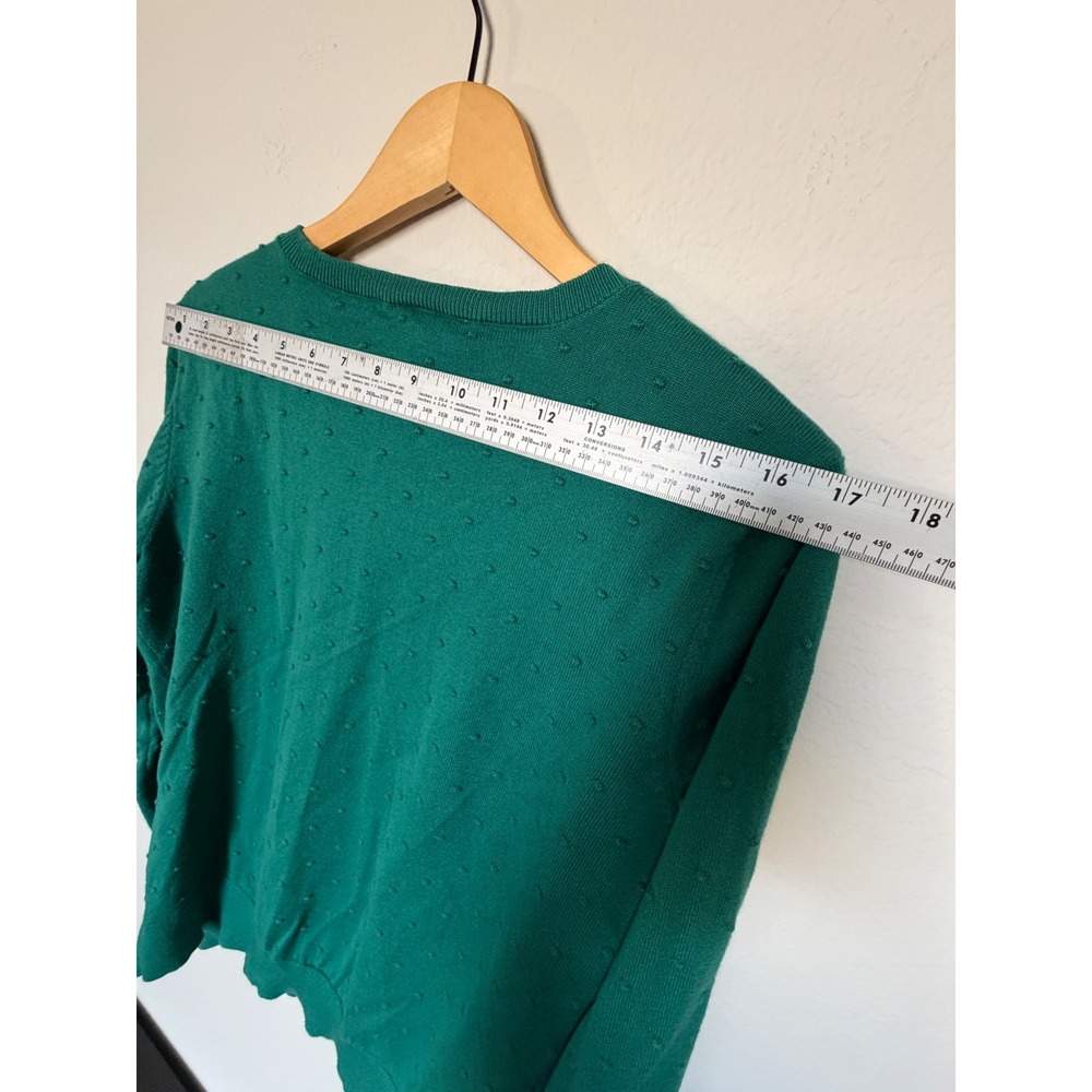 LOFT Outlet XL Green Swiss Dot Cotton Cardigan Button Front Sweater - Picture 11 of 17